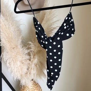 Polka dot bandeau wrap top